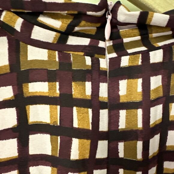 NEW Gal Meets Glam Lindsey 3/4 Slv Dress Sze 2 Windowpane Multi Tie Neck Pockets - Picture 9 of 13